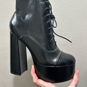Black Platform Lace-Up Boots